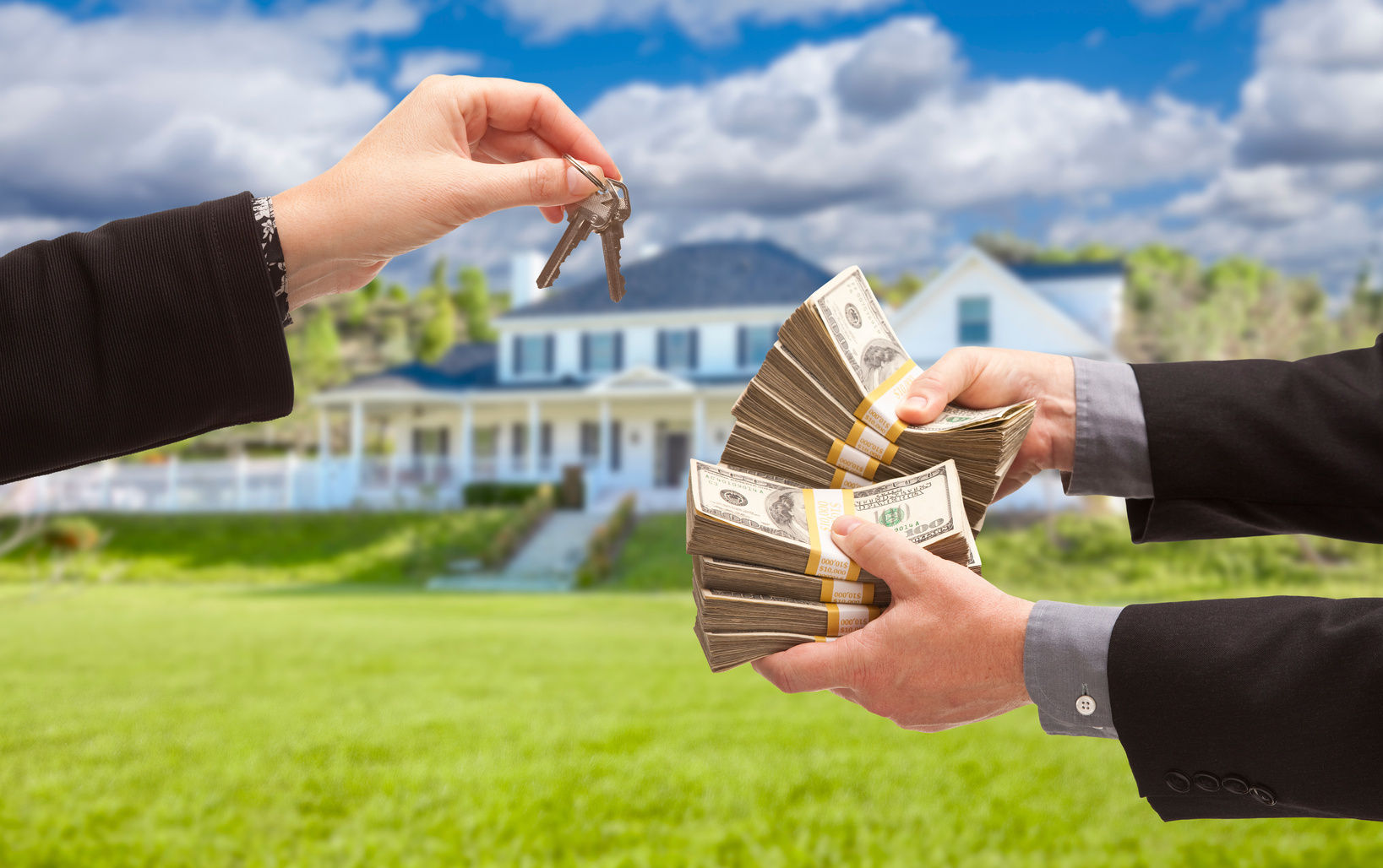 Mand Handing Woman Cash for Keys